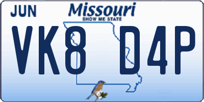 MO license plate VK8D4P
