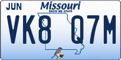 MO license plate VK8Q7M