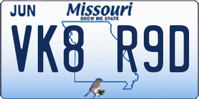 MO license plate VK8R9D
