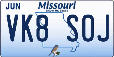 MO license plate VK8S0J