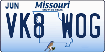 MO license plate VK8W0G