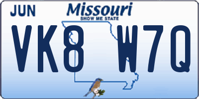 MO license plate VK8W7Q