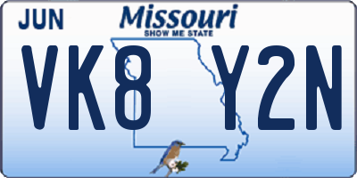 MO license plate VK8Y2N