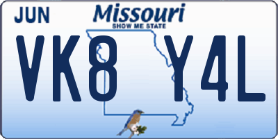 MO license plate VK8Y4L
