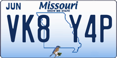 MO license plate VK8Y4P