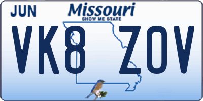 MO license plate VK8Z0V
