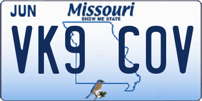 MO license plate VK9C0V