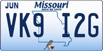 MO license plate VK9I2G