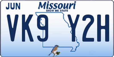 MO license plate VK9Y2H