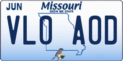 MO license plate VL0A0D