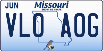 MO license plate VL0A0G