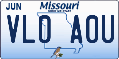 MO license plate VL0A0U
