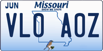 MO license plate VL0A0Z
