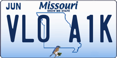 MO license plate VL0A1K
