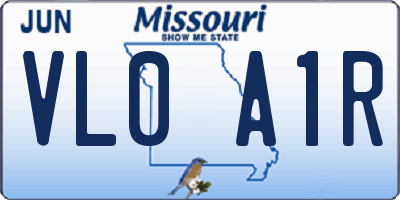 MO license plate VL0A1R