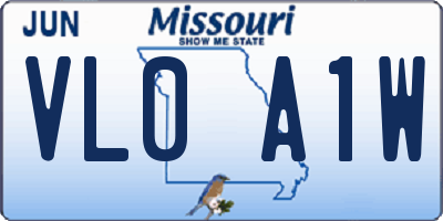 MO license plate VL0A1W