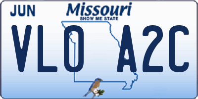 MO license plate VL0A2C