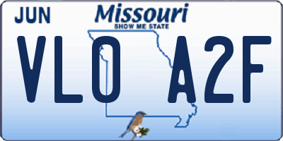MO license plate VL0A2F