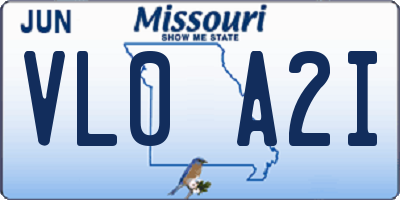 MO license plate VL0A2I