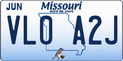MO license plate VL0A2J