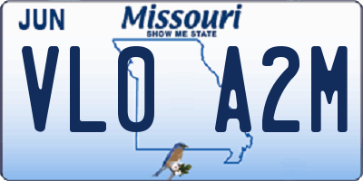 MO license plate VL0A2M