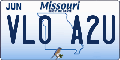 MO license plate VL0A2U