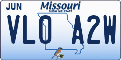 MO license plate VL0A2W