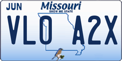 MO license plate VL0A2X