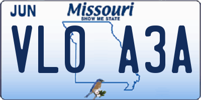 MO license plate VL0A3A