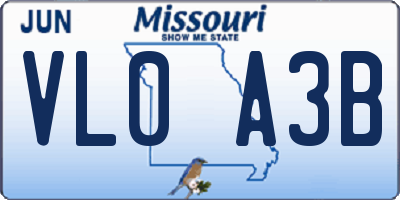 MO license plate VL0A3B