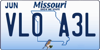 MO license plate VL0A3L