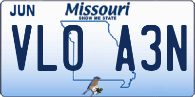 MO license plate VL0A3N