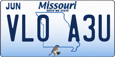 MO license plate VL0A3U