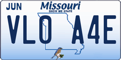 MO license plate VL0A4E