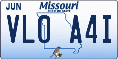 MO license plate VL0A4I