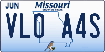 MO license plate VL0A4S