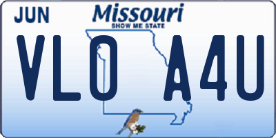 MO license plate VL0A4U