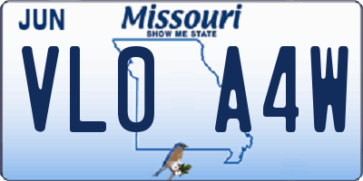 MO license plate VL0A4W