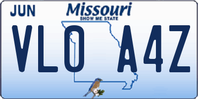 MO license plate VL0A4Z