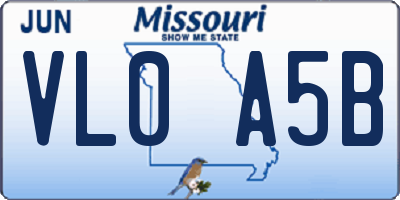 MO license plate VL0A5B
