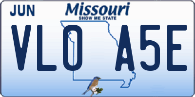 MO license plate VL0A5E