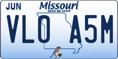MO license plate VL0A5M