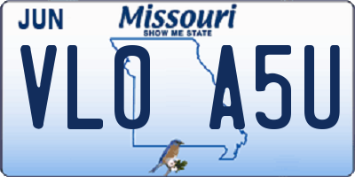 MO license plate VL0A5U