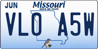 MO license plate VL0A5W