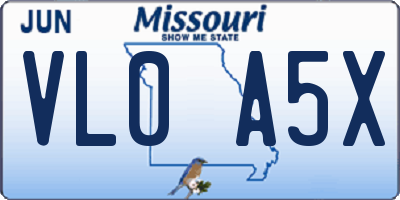 MO license plate VL0A5X