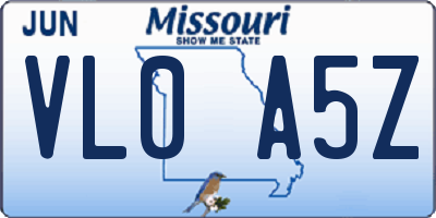 MO license plate VL0A5Z