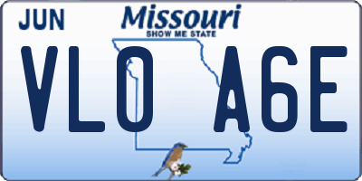 MO license plate VL0A6E