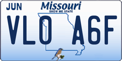 MO license plate VL0A6F
