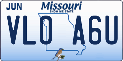 MO license plate VL0A6U