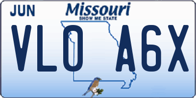 MO license plate VL0A6X